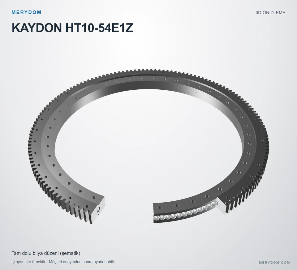 KAYDON HT10-54E1Z için MERYDOM muadil döner tabla rulmanının 3D model önizlemesi.