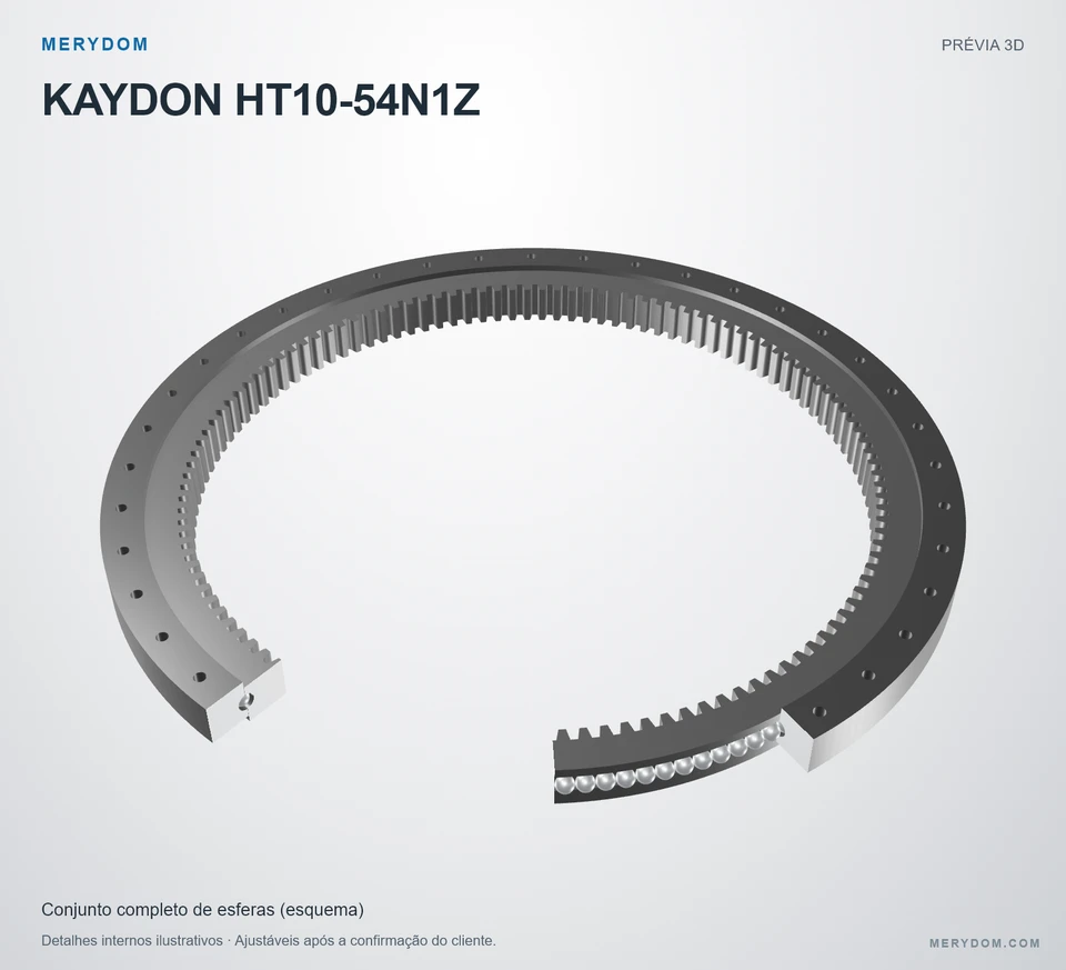 Prévia do modelo 3D do rolamento de giro de substituição MERYDOM para KAYDON HT10-54N1Z.