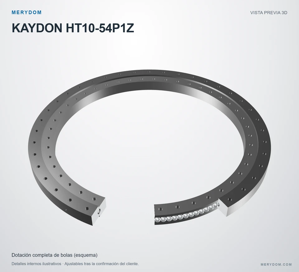 Vista previa del modelo 3D de la corona de giro de sustitución MERYDOM para KAYDON HT10-54P1Z.