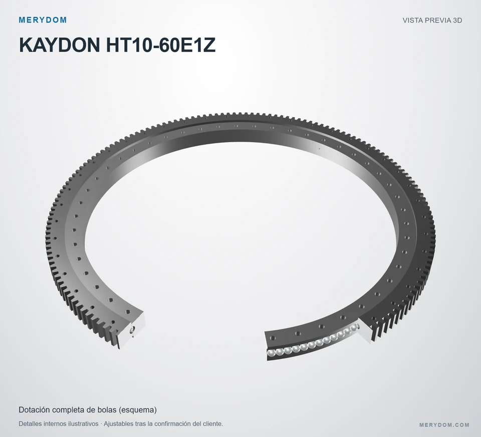 Vista previa del modelo 3D de la corona de giro de sustitución MERYDOM para KAYDON HT10-60E1Z.