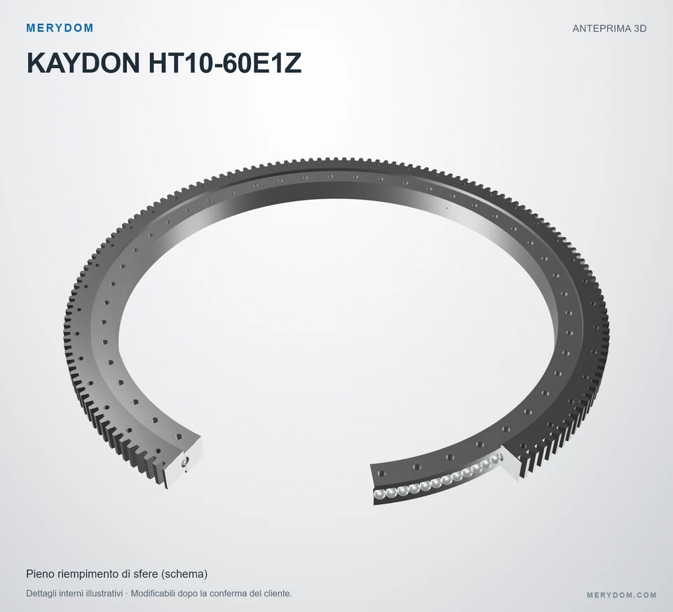 Anteprima del modello 3D del cuscinetto di rotazione sostitutivo MERYDOM per KAYDON HT10-60E1Z.