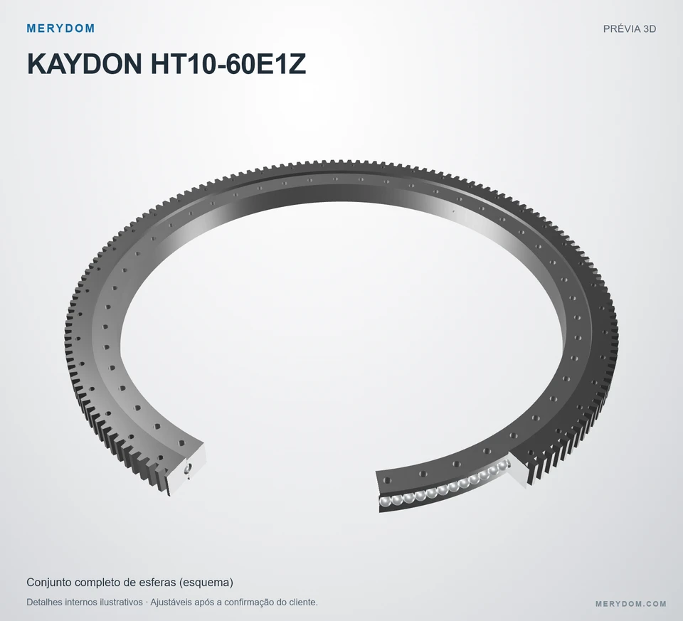 Prévia do modelo 3D do rolamento de giro de substituição MERYDOM para KAYDON HT10-60E1Z.