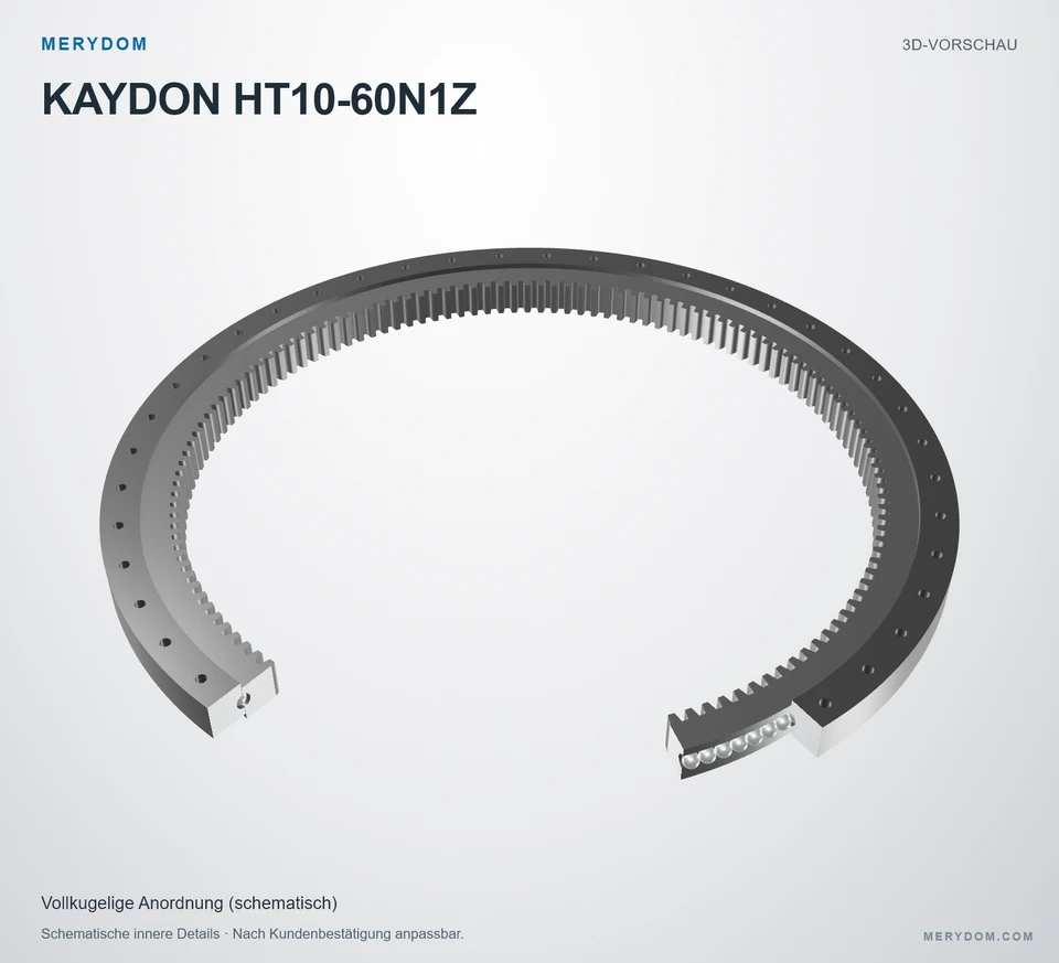 Vorschau des 3D-Modells des MERYDOM-Ersatzdrehkranzes für KAYDON HT10-60N1Z.