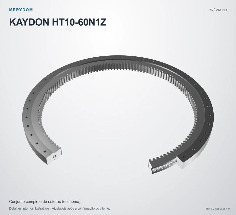 Prévia do modelo 3D do rolamento de giro de substituição MERYDOM para KAYDON HT10-60N1Z.