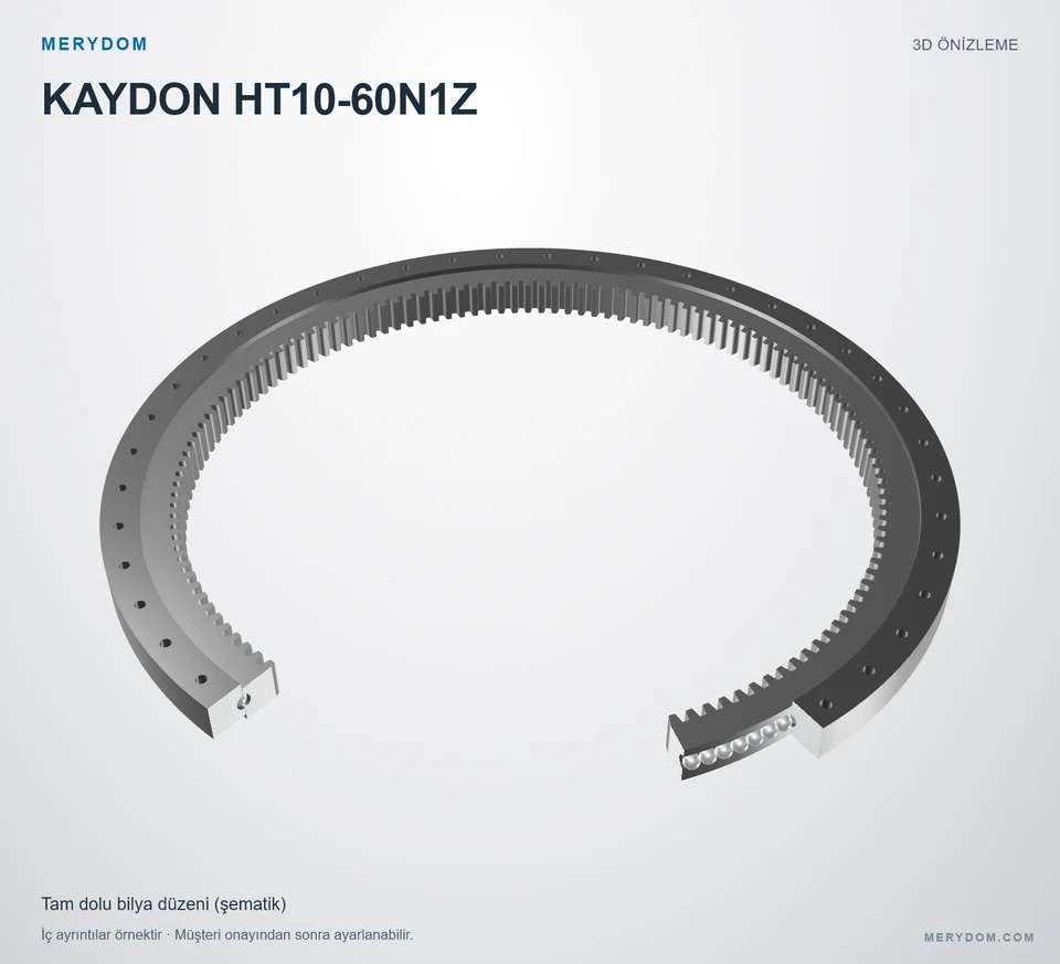 KAYDON HT10-60N1Z için MERYDOM muadil döner tabla rulmanının 3D model önizlemesi.