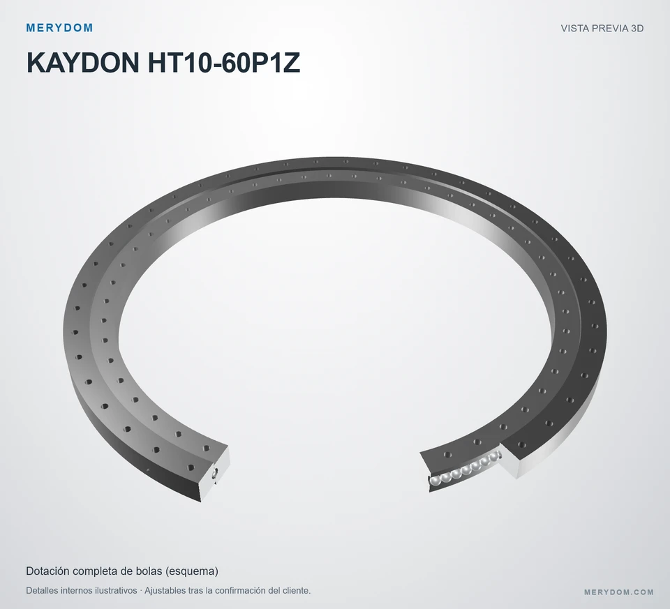 Vista previa del modelo 3D de la corona de giro de sustitución MERYDOM para KAYDON HT10-60P1Z.