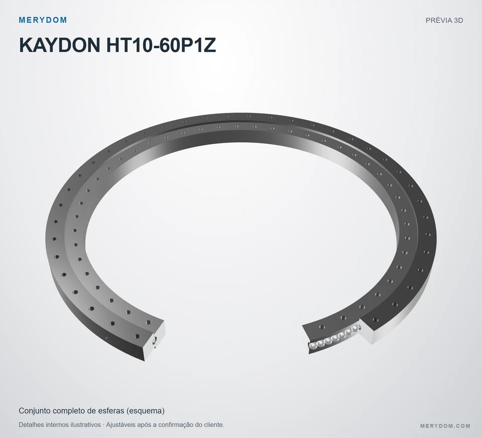 Prévia do modelo 3D do rolamento de giro de substituição MERYDOM para KAYDON HT10-60P1Z.