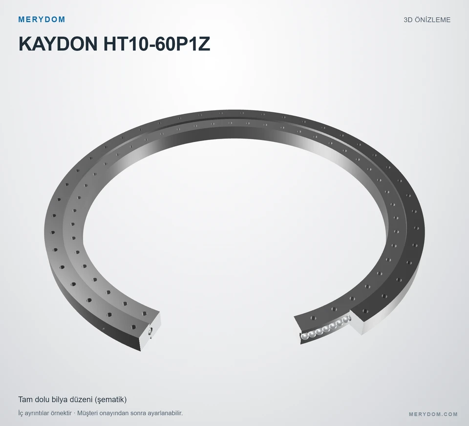 KAYDON HT10-60P1Z için MERYDOM muadil döner tabla rulmanının 3D model önizlemesi.