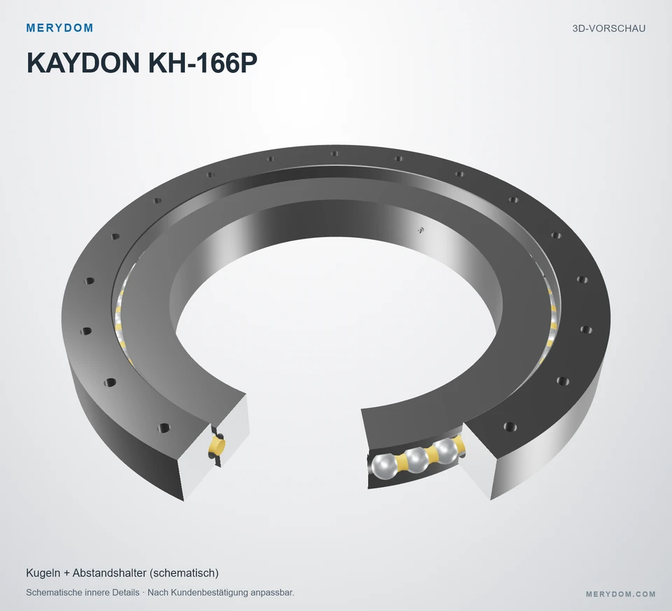 Vorschau des 3D-Modells des MERYDOM-Ersatzdrehkranzes für KAYDON KH-166P.