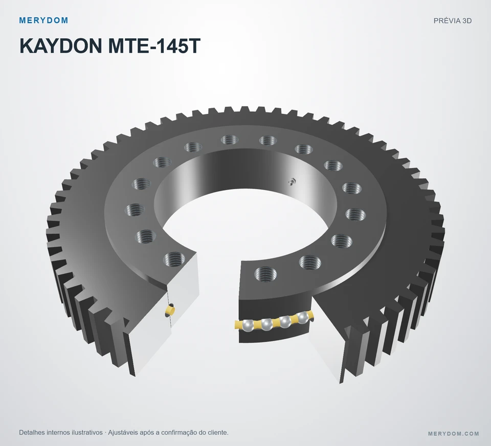 Prévia do modelo 3D do rolamento de giro de substituição MERYDOM para KAYDON MTE-145T.