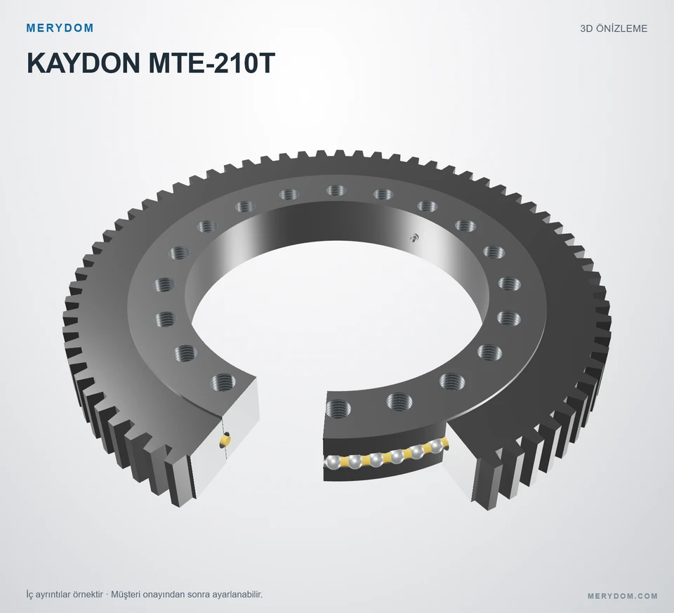 KAYDON MTE-210T için MERYDOM muadil döner tabla rulmanının 3D model önizlemesi.