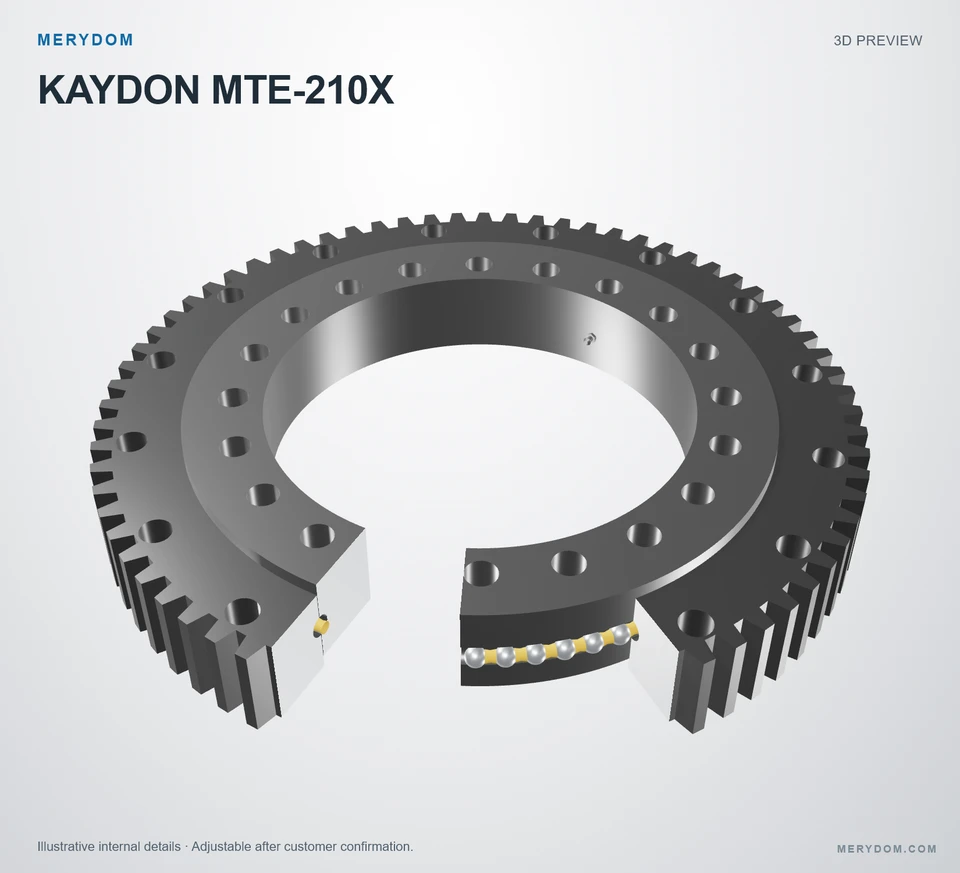 3D model preview of the MERYDOM replacement slewing bearing for KAYDON MTE-210X.