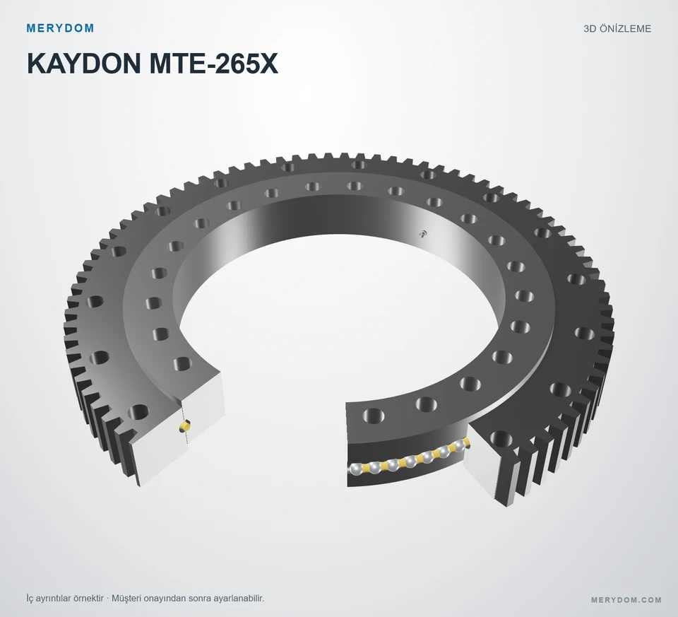 KAYDON MTE-265X için MERYDOM muadil döner tabla rulmanının 3D model önizlemesi.