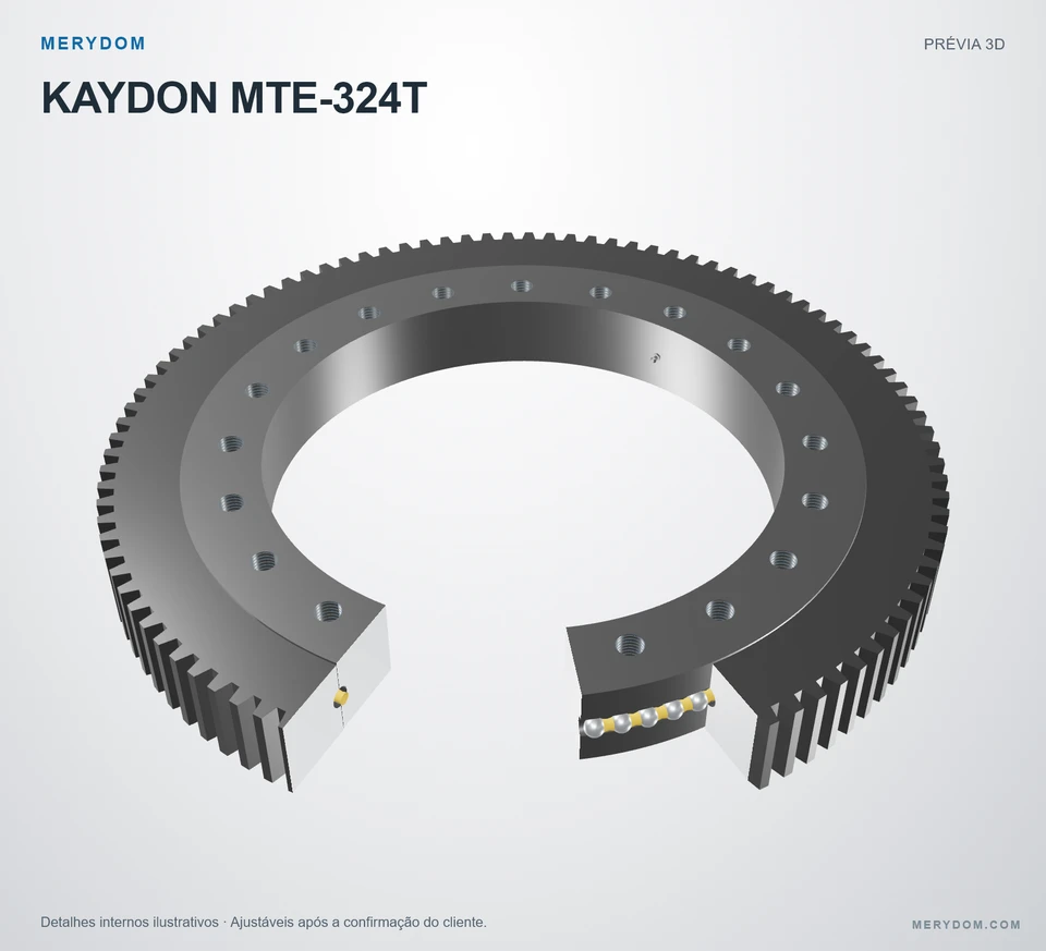 Prévia do modelo 3D do rolamento de giro de substituição MERYDOM para KAYDON MTE-324T.