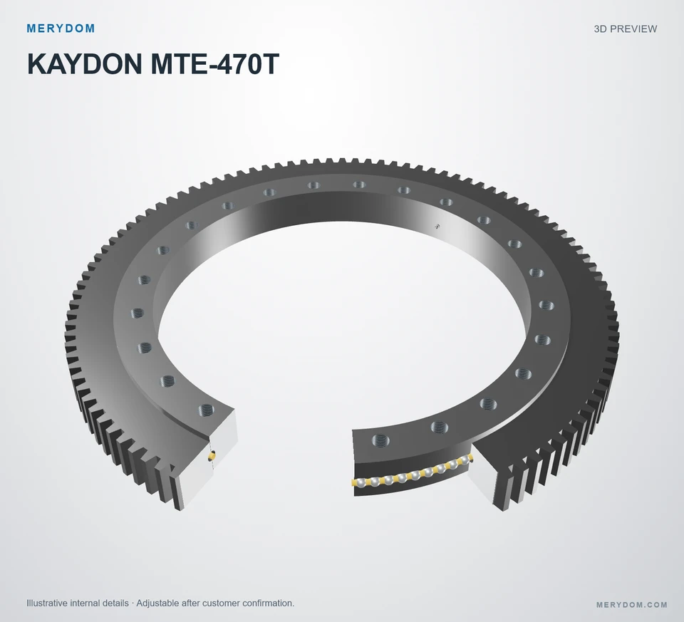 3D model preview of the MERYDOM replacement slewing bearing for KAYDON MTE-470T.