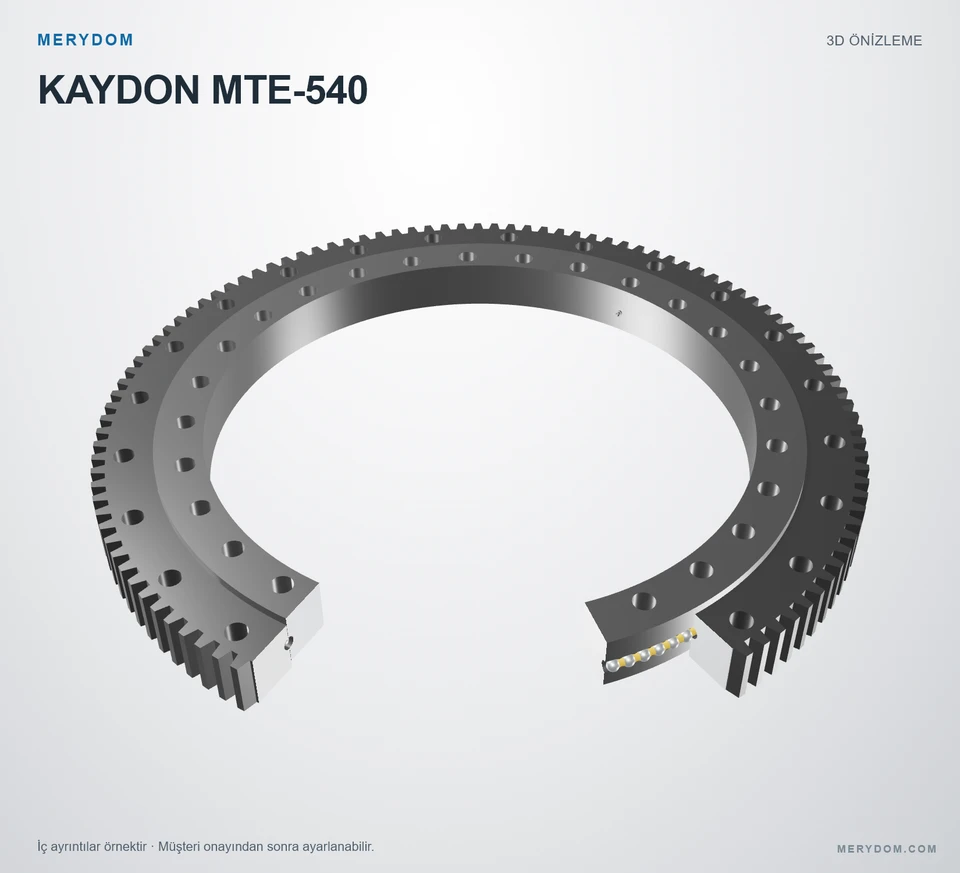 KAYDON MTE-540 için MERYDOM muadil döner tabla rulmanının 3D model önizlemesi.