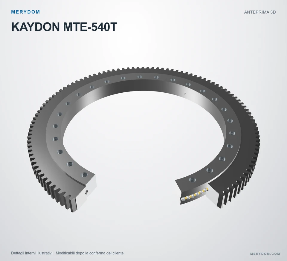 Anteprima del modello 3D del cuscinetto di rotazione sostitutivo MERYDOM per KAYDON MTE-540T.
