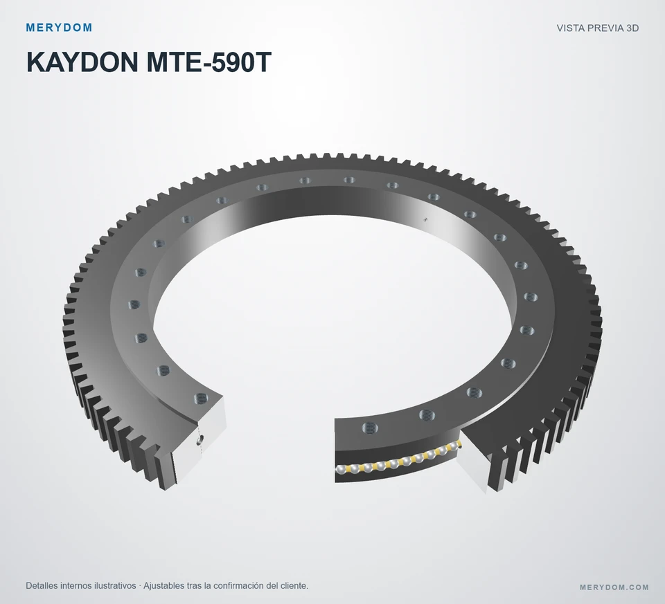 Vista previa del modelo 3D de la corona de giro de sustitución MERYDOM para KAYDON MTE-590T.