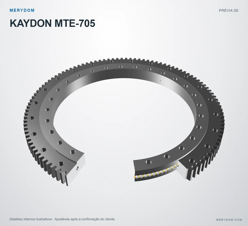 Prévia do modelo 3D do rolamento de giro de substituição MERYDOM para KAYDON MTE-705.