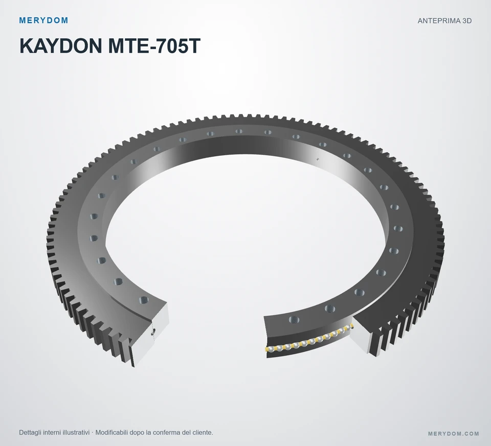 Anteprima del modello 3D del cuscinetto di rotazione sostitutivo MERYDOM per KAYDON MTE-705T.