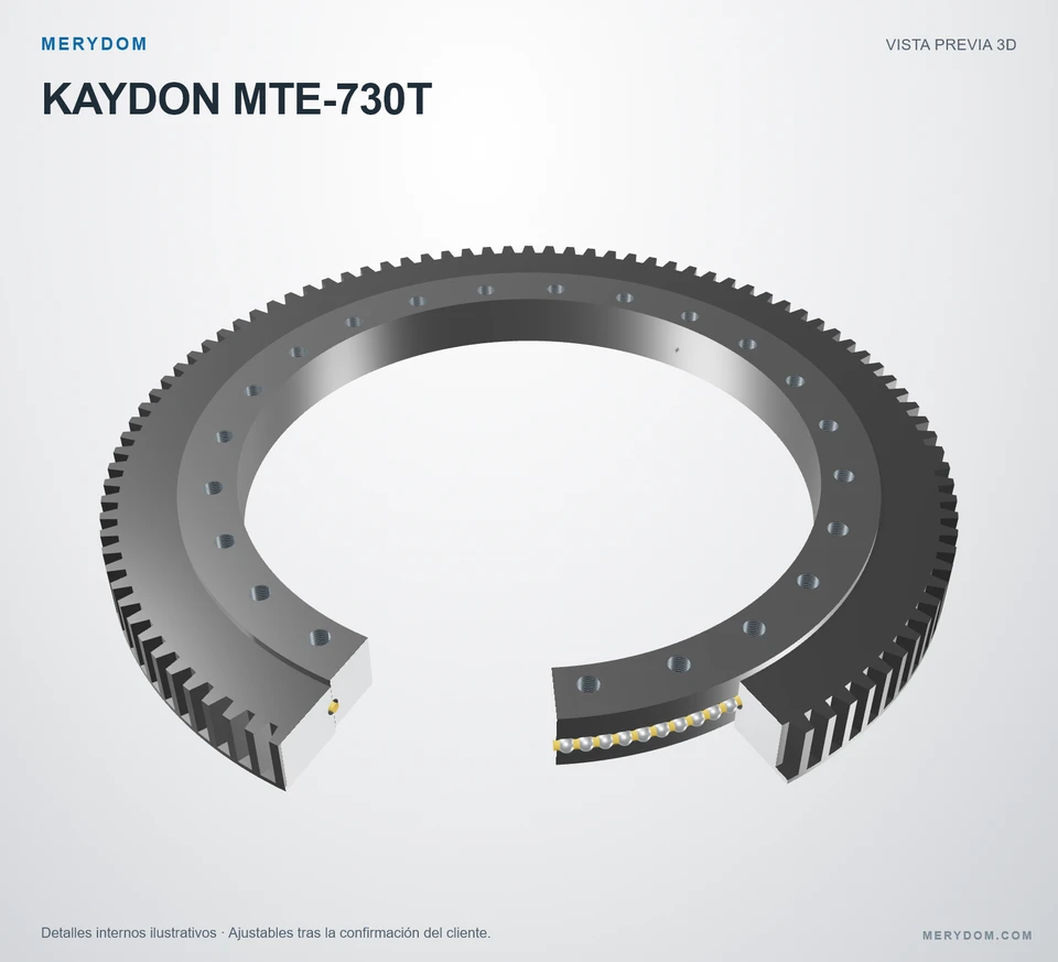 Vista previa del modelo 3D de la corona de giro de sustitución MERYDOM para KAYDON MTE-730T.