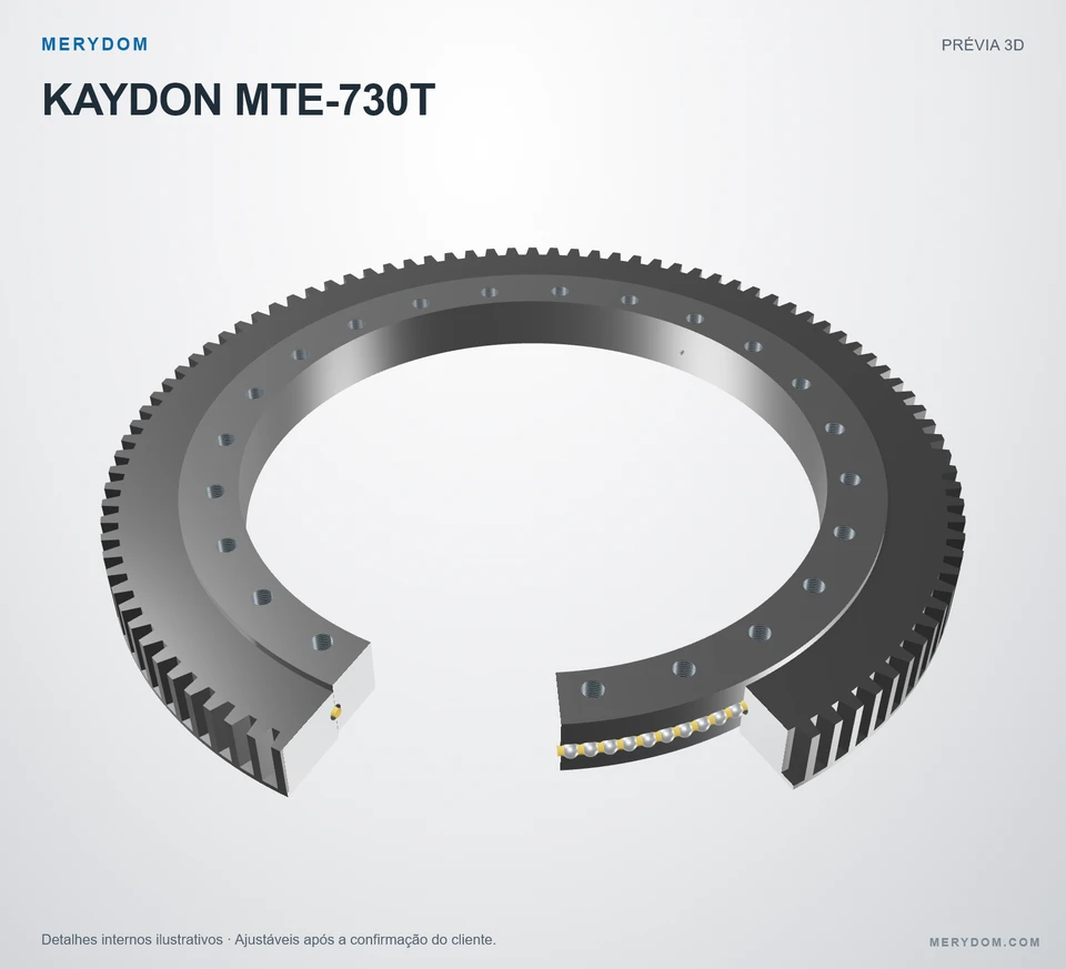 Prévia do modelo 3D do rolamento de giro de substituição MERYDOM para KAYDON MTE-730T.