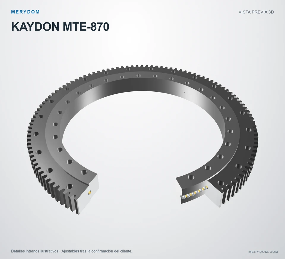 Vista previa del modelo 3D de la corona de giro de sustitución MERYDOM para KAYDON MTE-870.
