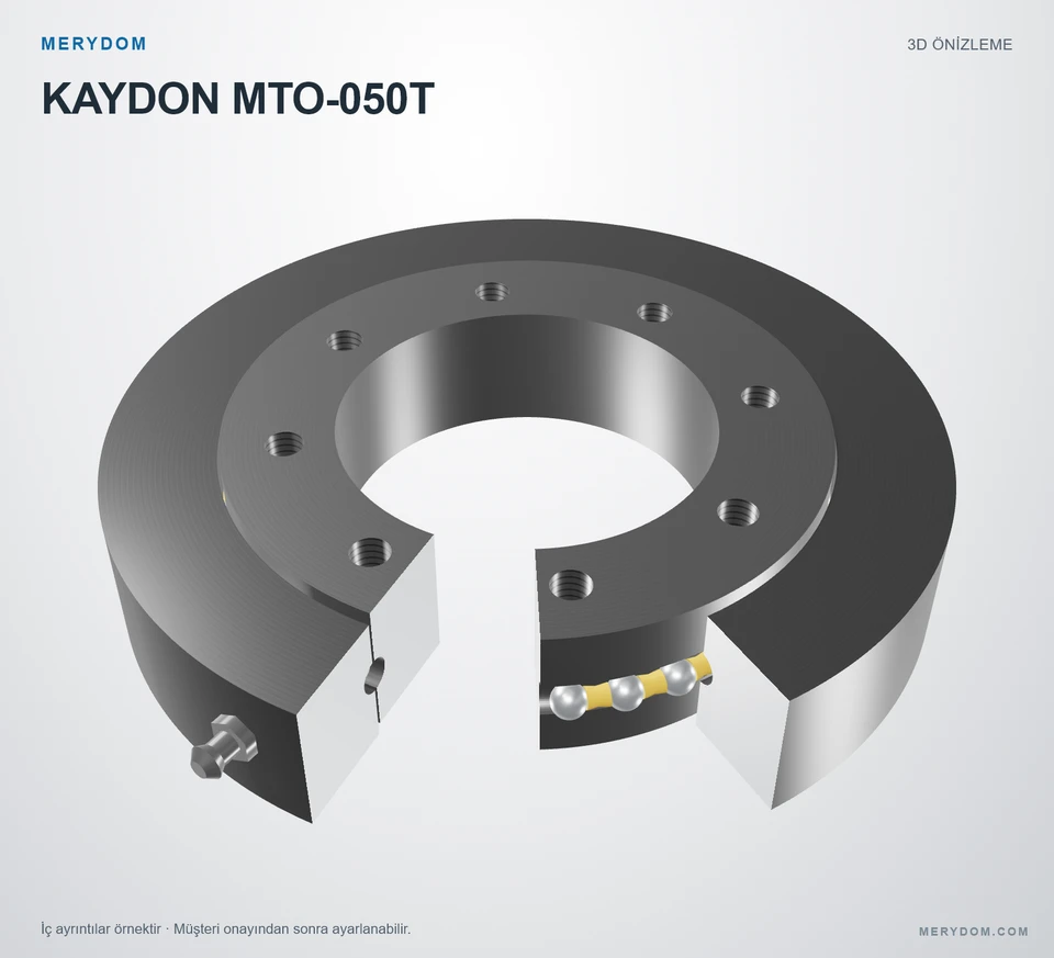 KAYDON MTO-050T için MERYDOM muadil döner tabla rulmanının 3D model önizlemesi.