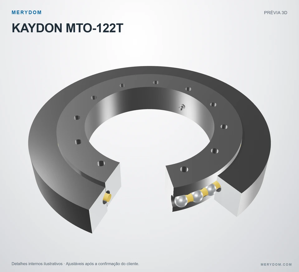 Prévia do modelo 3D do rolamento de giro de substituição MERYDOM para KAYDON MTO-122T.