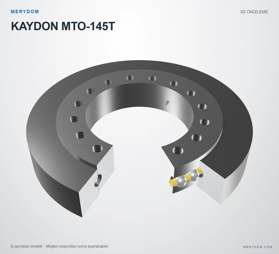 KAYDON MTO-145T için MERYDOM muadil döner tabla rulmanının 3D model önizlemesi.