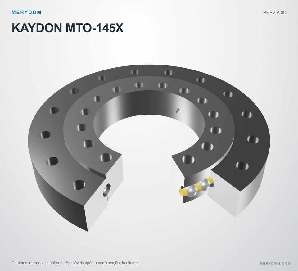 Prévia do modelo 3D do rolamento de giro de substituição MERYDOM para KAYDON MTO-145X.