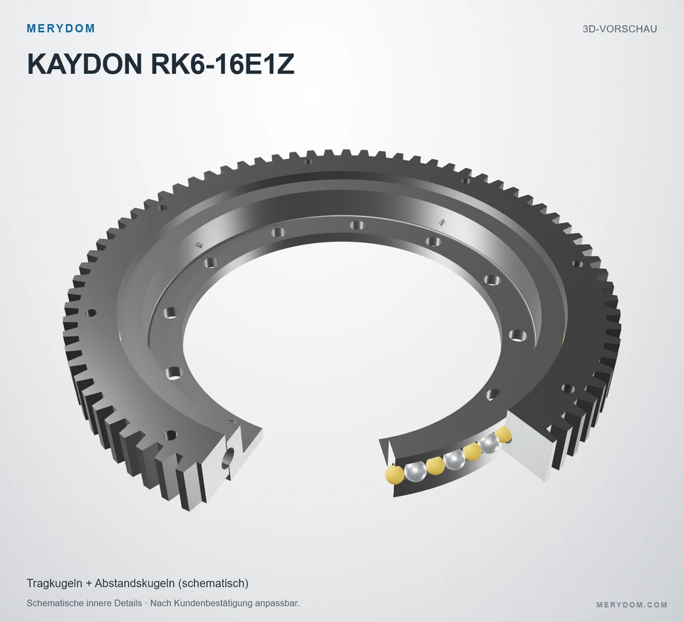 Vorschau des 3D-Modells des MERYDOM-Ersatzdrehkranzes für KAYDON RK6-16E1Z.