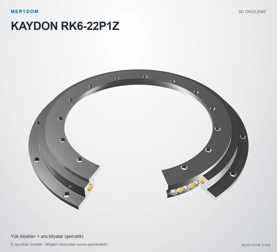 KAYDON RK6-22P1Z için MERYDOM muadil döner tabla rulmanının 3D model önizlemesi.