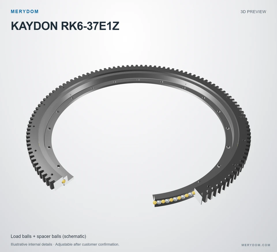 3D model preview of the MERYDOM replacement slewing bearing for KAYDON RK6-37E1Z.