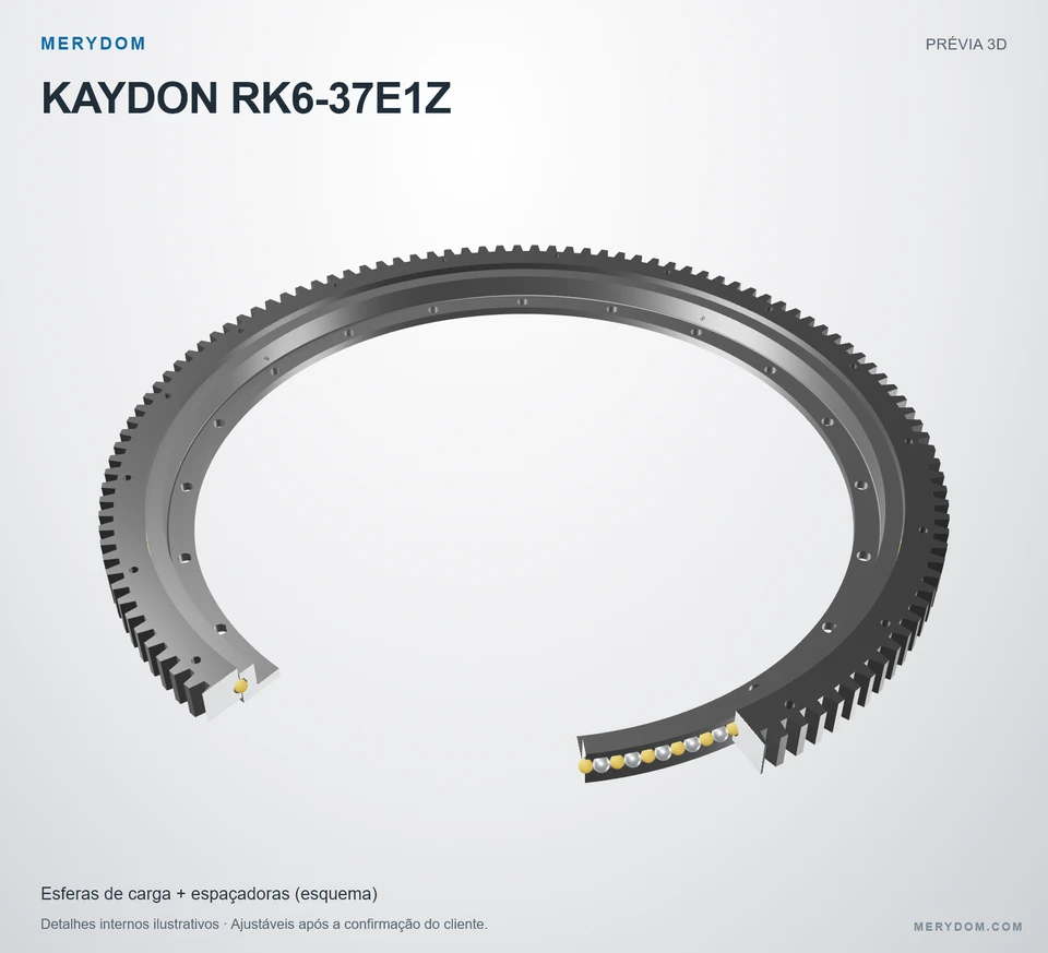 Prévia do modelo 3D do rolamento de giro de substituição MERYDOM para KAYDON RK6-37E1Z.