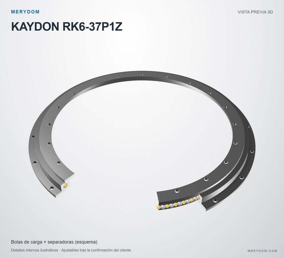 Vista previa del modelo 3D de la corona de giro de sustitución MERYDOM para KAYDON RK6-37P1Z.