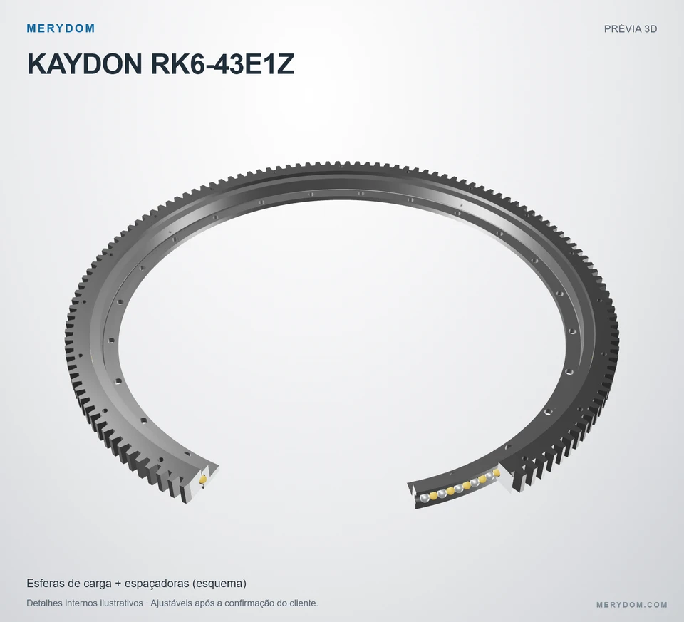 Prévia do modelo 3D do rolamento de giro de substituição MERYDOM para KAYDON RK6-43E1Z.