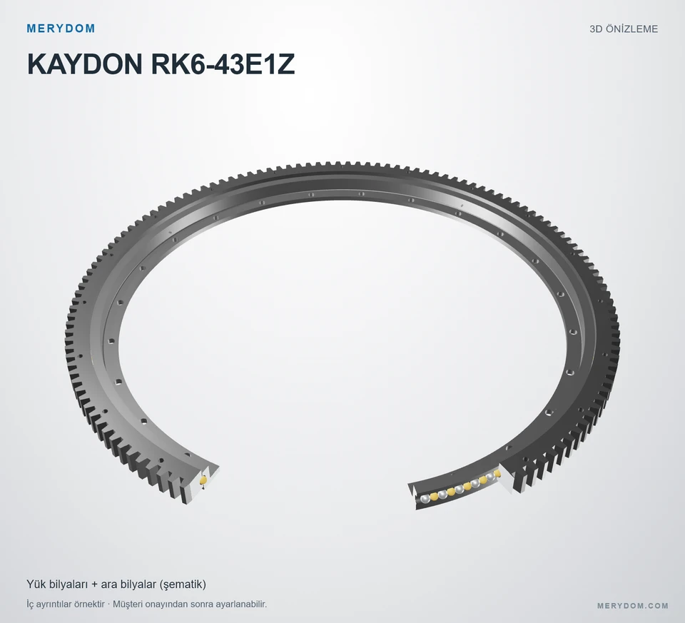 KAYDON RK6-43E1Z için MERYDOM muadil döner tabla rulmanının 3D model önizlemesi.
