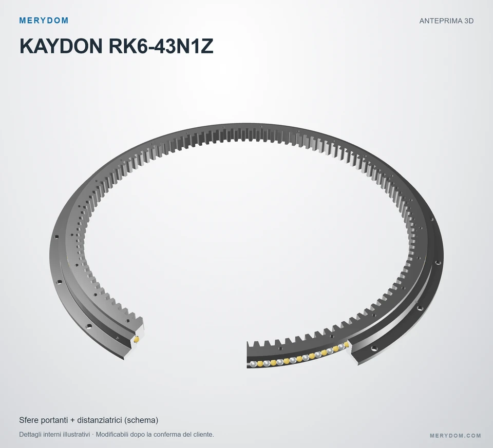 Anteprima del modello 3D del cuscinetto di rotazione sostitutivo MERYDOM per KAYDON RK6-43N1Z.