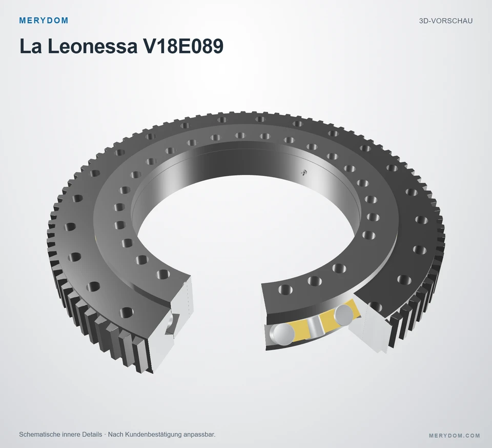 Vorschau des 3D-Modells des MERYDOM-Ersatzdrehkranzes für La Leonessa V18E089.