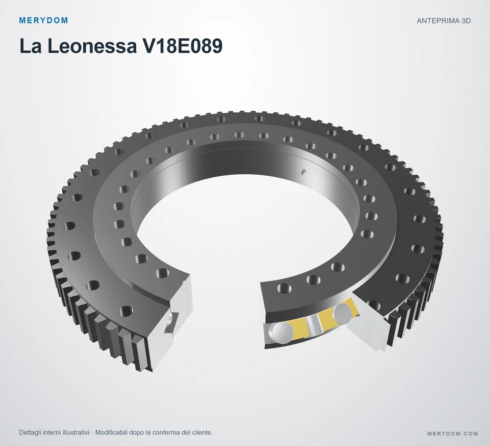 Anteprima del modello 3D del cuscinetto di rotazione sostitutivo MERYDOM per La Leonessa V18E089.