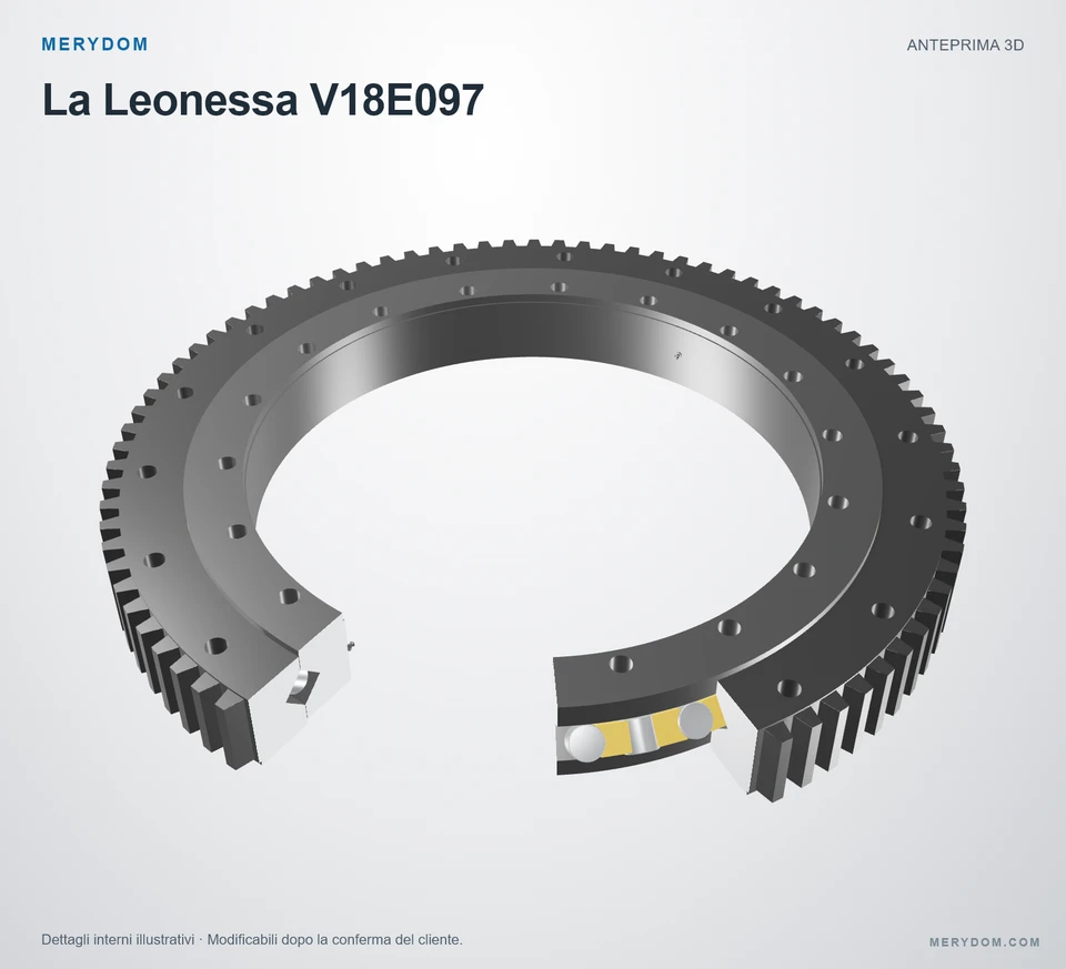 Anteprima del modello 3D del cuscinetto di rotazione sostitutivo MERYDOM per La Leonessa V18E097.
