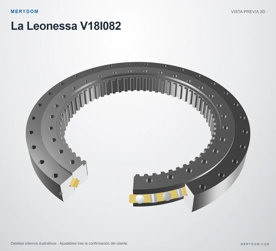 Vista previa del modelo 3D de la corona de giro de sustitución MERYDOM para La Leonessa V18I082.