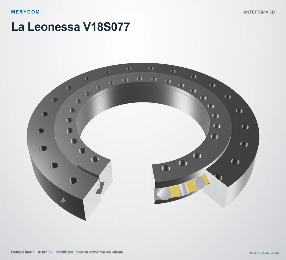 Anteprima del modello 3D del cuscinetto di rotazione sostitutivo MERYDOM per La Leonessa V18S077.