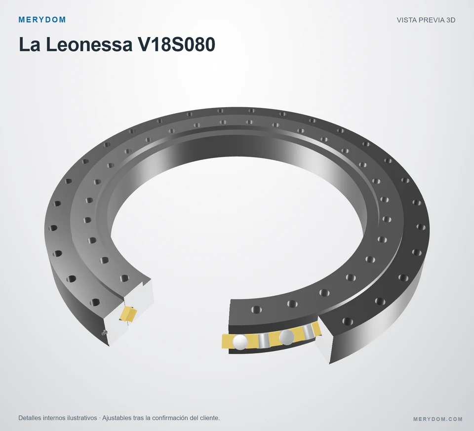 Vista previa del modelo 3D de la corona de giro de sustitución MERYDOM para La Leonessa V18S080.