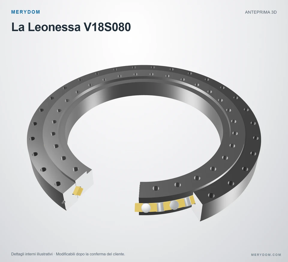 Anteprima del modello 3D del cuscinetto di rotazione sostitutivo MERYDOM per La Leonessa V18S080.