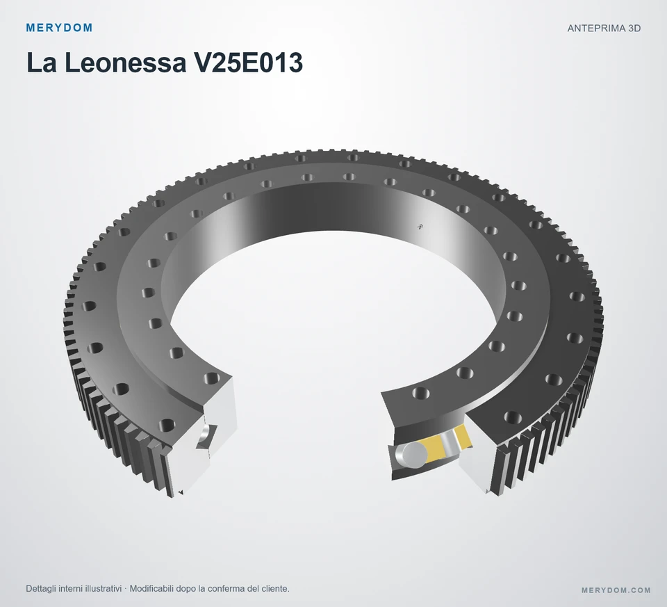 Anteprima del modello 3D del cuscinetto di rotazione sostitutivo MERYDOM per La Leonessa V25E013.