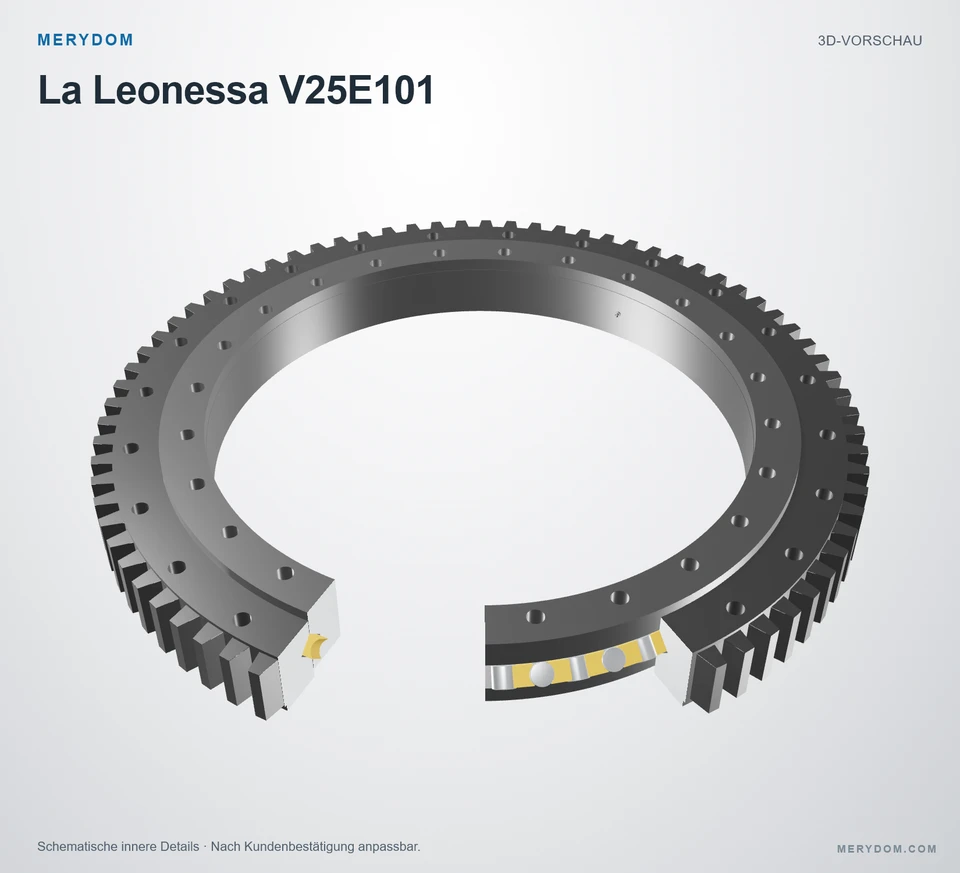 Vorschau des 3D-Modells des MERYDOM-Ersatzdrehkranzes für La Leonessa V25E101.