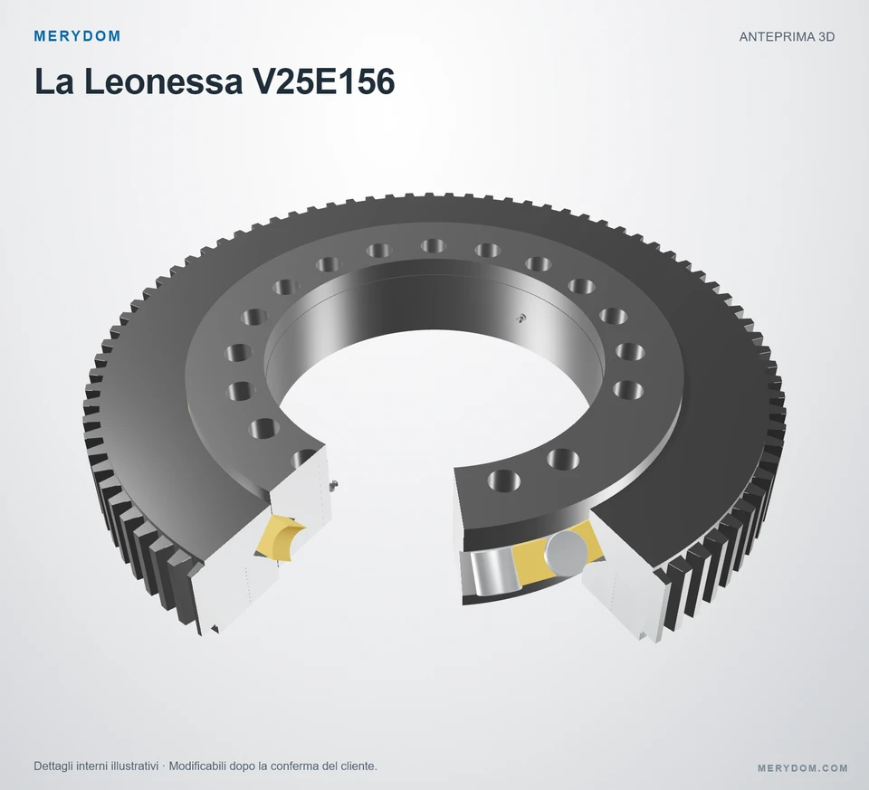Anteprima del modello 3D del cuscinetto di rotazione sostitutivo MERYDOM per La Leonessa V25E156.