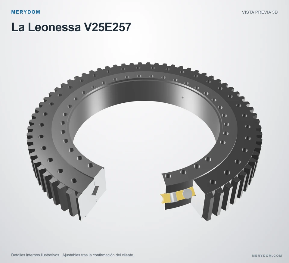 Vista previa del modelo 3D de la corona de giro de sustitución MERYDOM para La Leonessa V25E257.